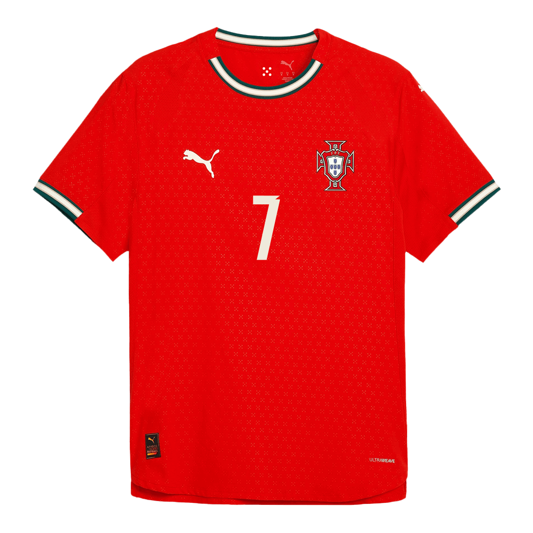 Camiseta de fútbol local de Portugal CRISTIANO RONALDO #7 auténtica 2025 roja