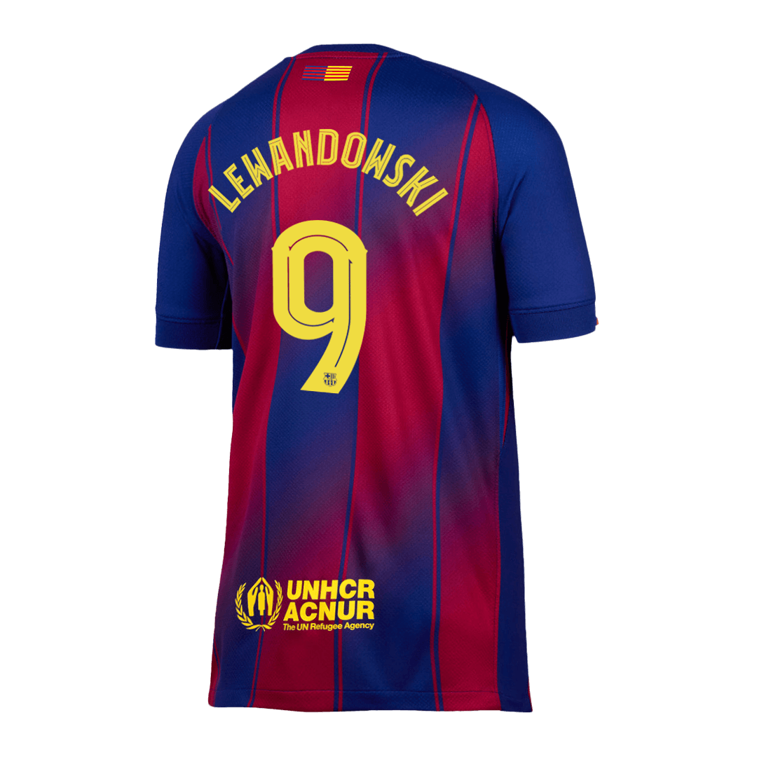 LEWANDOWSKI #9 Authentic Barcelona Doma?a nogometna majica 2025/26 rde?a in modra - UCL