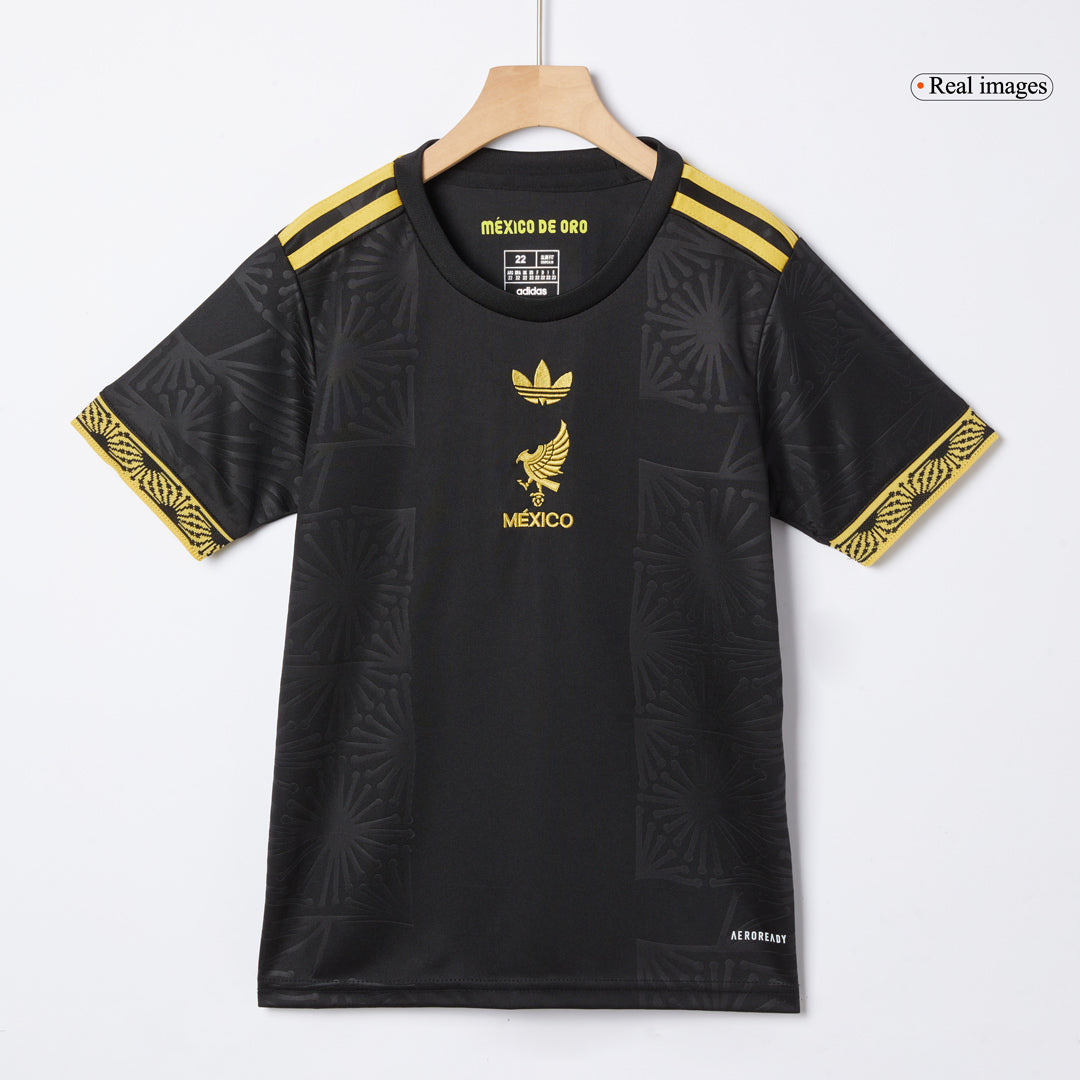 Kit de camiseta de fútbol de visitante de México para niños (camiseta + pantalón corto) 2025 negro - Copa Oro