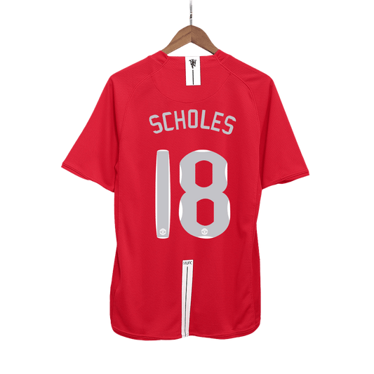 Camiseta Retro SCHOLES #18 Manchester United Camiseta Retro de Casa Fútbol 2007/08 - Final UCL