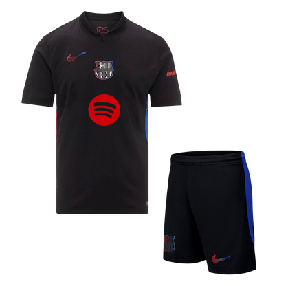 Barcelona 2024/25 Gostujo?i komplet (majica in kratke hla?e), ?rna - logotip Spotify brez besedila