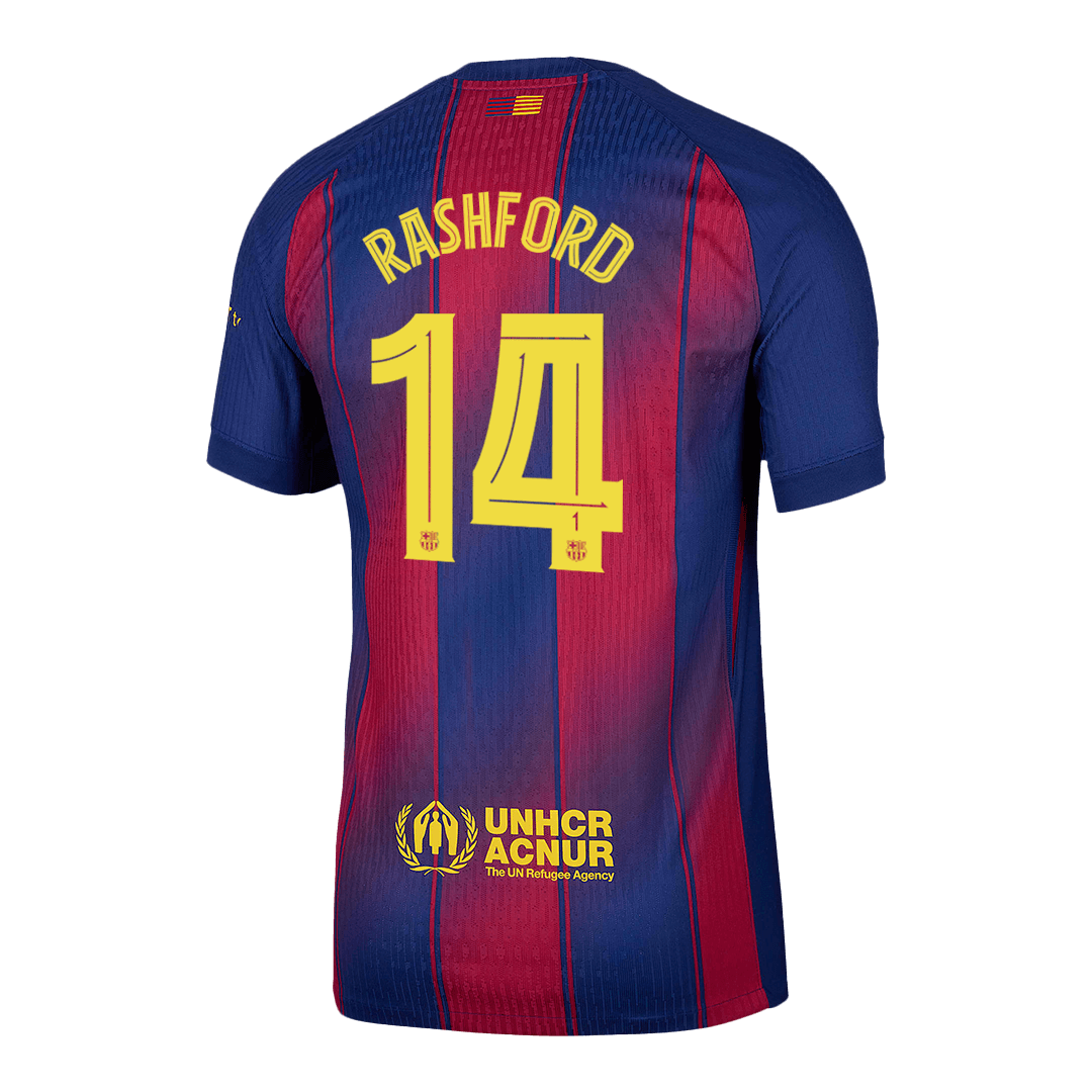 RASHFORD #14 Authentic Barcelona Doma?a nogometna majica 2025/26 rde?a in modra - UCL