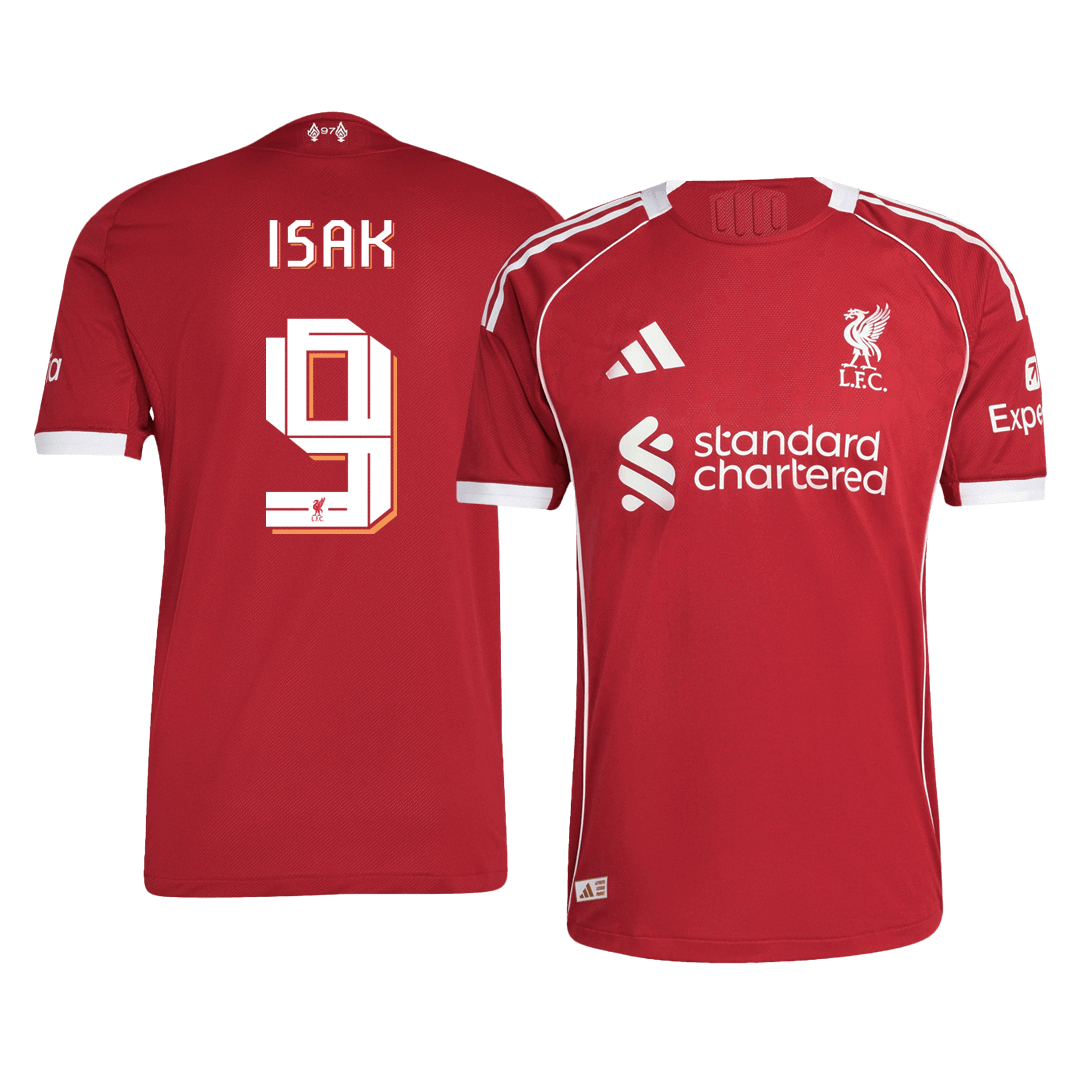 ISAK #9 domači avtentični nogometni dres Liverpool 2025/26