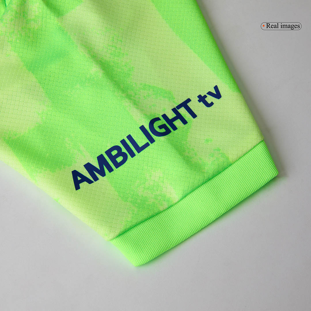 Barcelona 3rd Kids Away nogometna majica (majica, kratke hla?e in nogavice) 2024/25 zelena - UCL (logotip Spotify brez besedila)