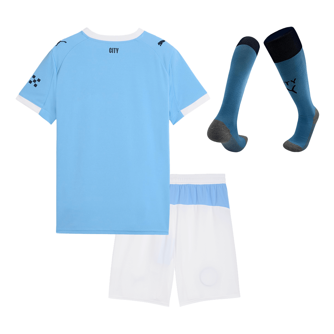 Equipación completa de fútbol para niños Manchester City, primera equipación 2025/26