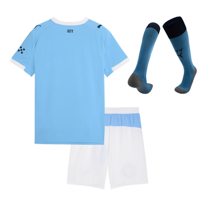 Equipación completa de fútbol para niños Manchester City, primera equipación 2025/26