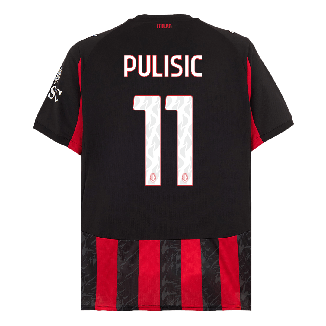 PULISIC #11 Domači nogometni dres AC Milan 2025/26 rdeče-črne barve