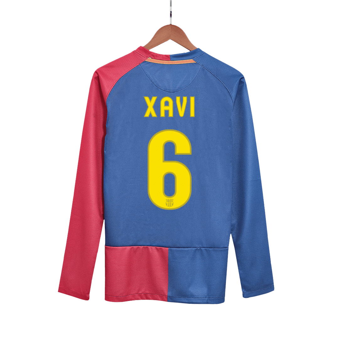 Retro dres XAVI #6 Barcelona, retro dres domači, dolgi rokavi, nogometna majica 2008/09 - finale Lige prvakov