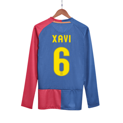 Retro dres XAVI #6 Barcelona, retro dres domači, dolgi rokavi, nogometna majica 2008/09 - finale Lige prvakov