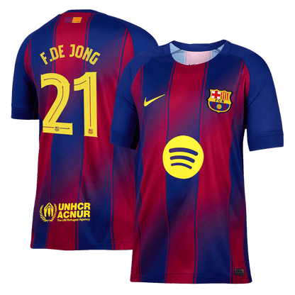 F.DE JONG #21 Barcelona doma?a nogometna majica 2025/26 rde?a in modra - UCL