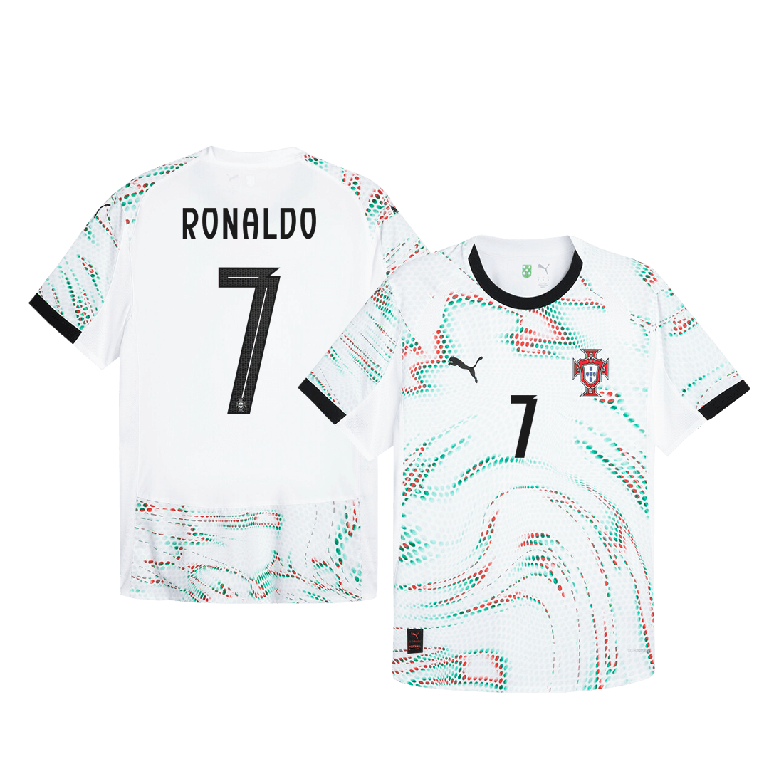 RONALDO #7 Camiseta de fútbol de visitante de Portugal auténtica 2025 Blanca