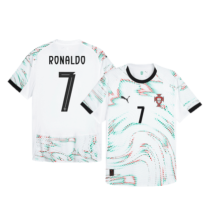 RONALDO #7 Camiseta de fútbol de visitante de Portugal auténtica 2025 Blanca