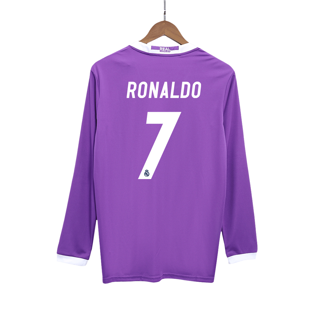 RONALDO #7 Real Madrid Retro dres gostujoči dolgi rokav nogometna majica 2016/17