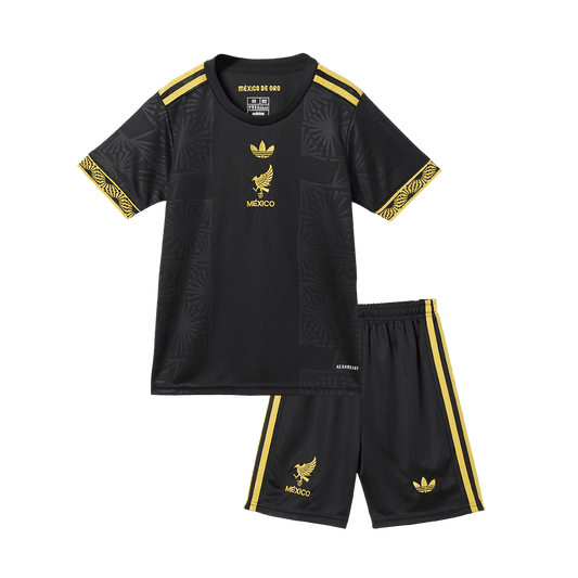 Kit de camiseta de fútbol de visitante de México para niños (camiseta + pantalón corto) 2025 negro - Copa Oro