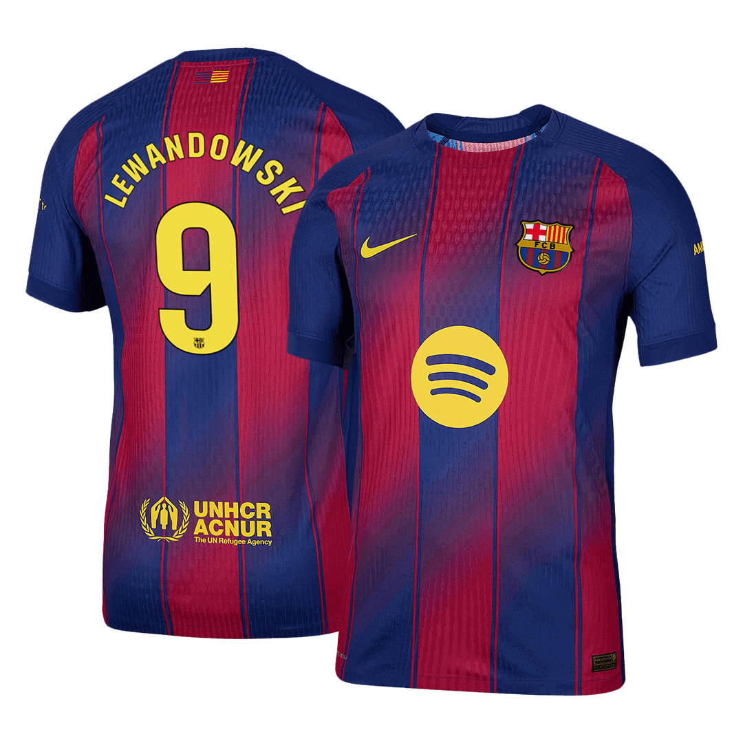 LEWANDOWSKI #9 Authentic Barcelona Doma?a nogometna majica 2025/26 rde?a in modra