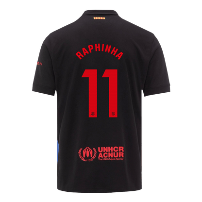 Barcelona RAPHINHA #11 Soccer Jersey Away Custom Shirt 2024/25 Spotify Logo Without Text