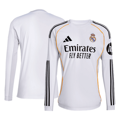 Real Madrid Home Long Sleeve Soccer White Jersey 2025/26
