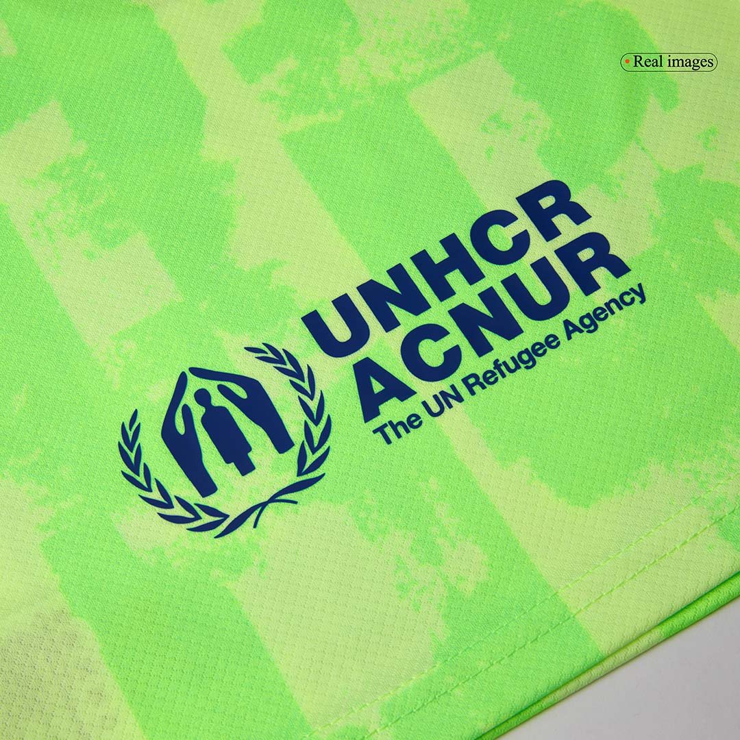 Barcelona 3rd Kids Away nogometna majica (majica, kratke hla?e in nogavice) 2024/25 zelena - UCL (logotip Spotify brez besedila)