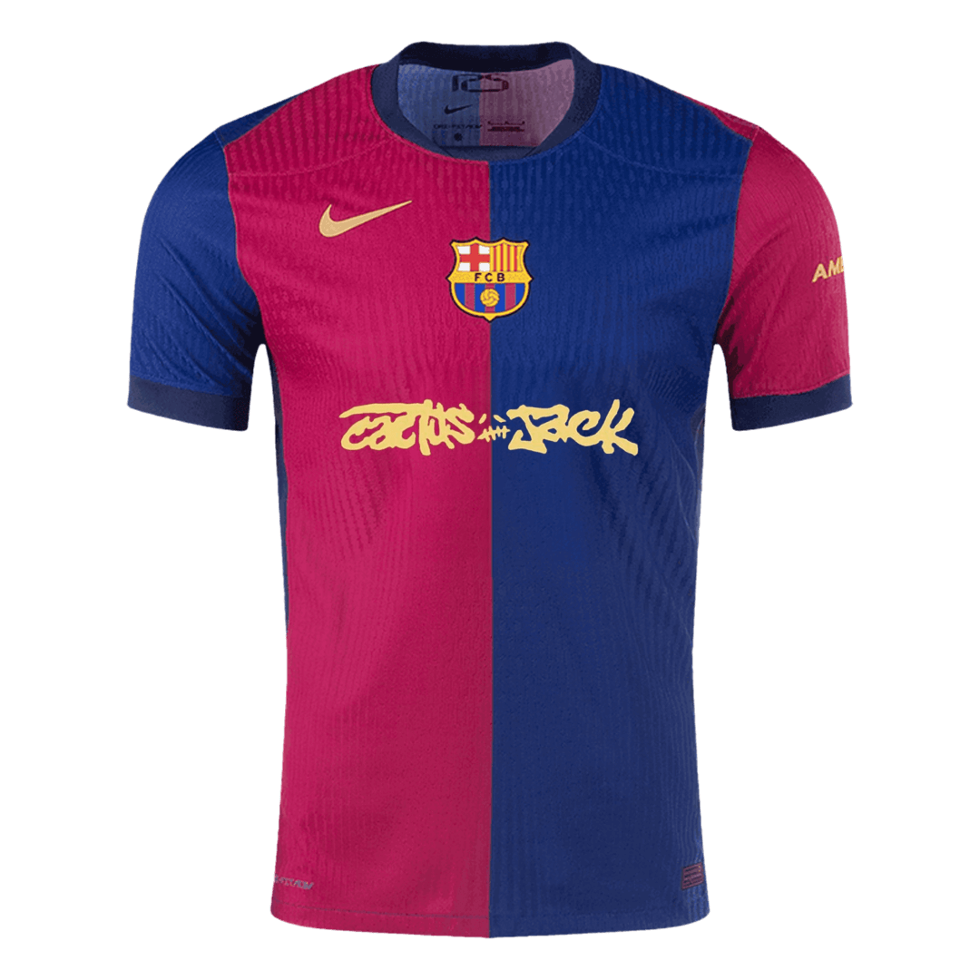 Pristna doma?a nogometna majica Barcelona x Travis Scott 2024/25 rde?a in modra