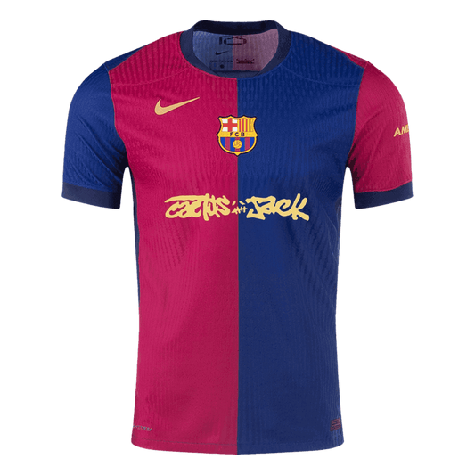 Pristna doma?a nogometna majica Barcelona x Travis Scott 2024/25 rde?a in modra