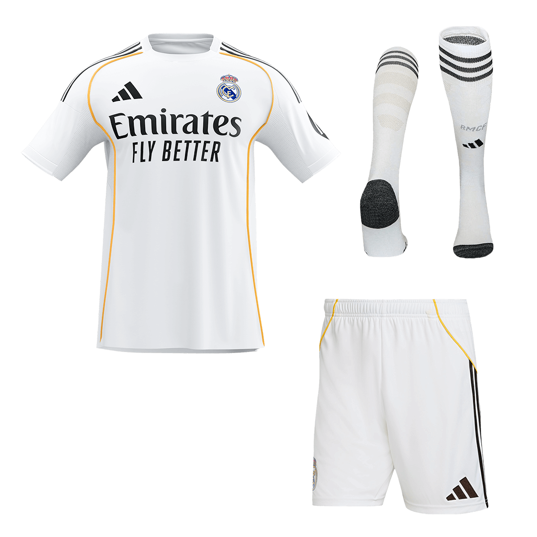 Equipación completa de local del Real Madrid 2025/26