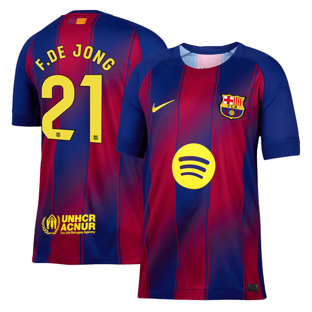 F.DE JONG #21 Barcelona HomeFootball Dres 2025/26 Red&Blue