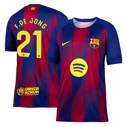 F.DE JONG #21 Barcelona HomeFootball Dres 2025/26 Red&Blue