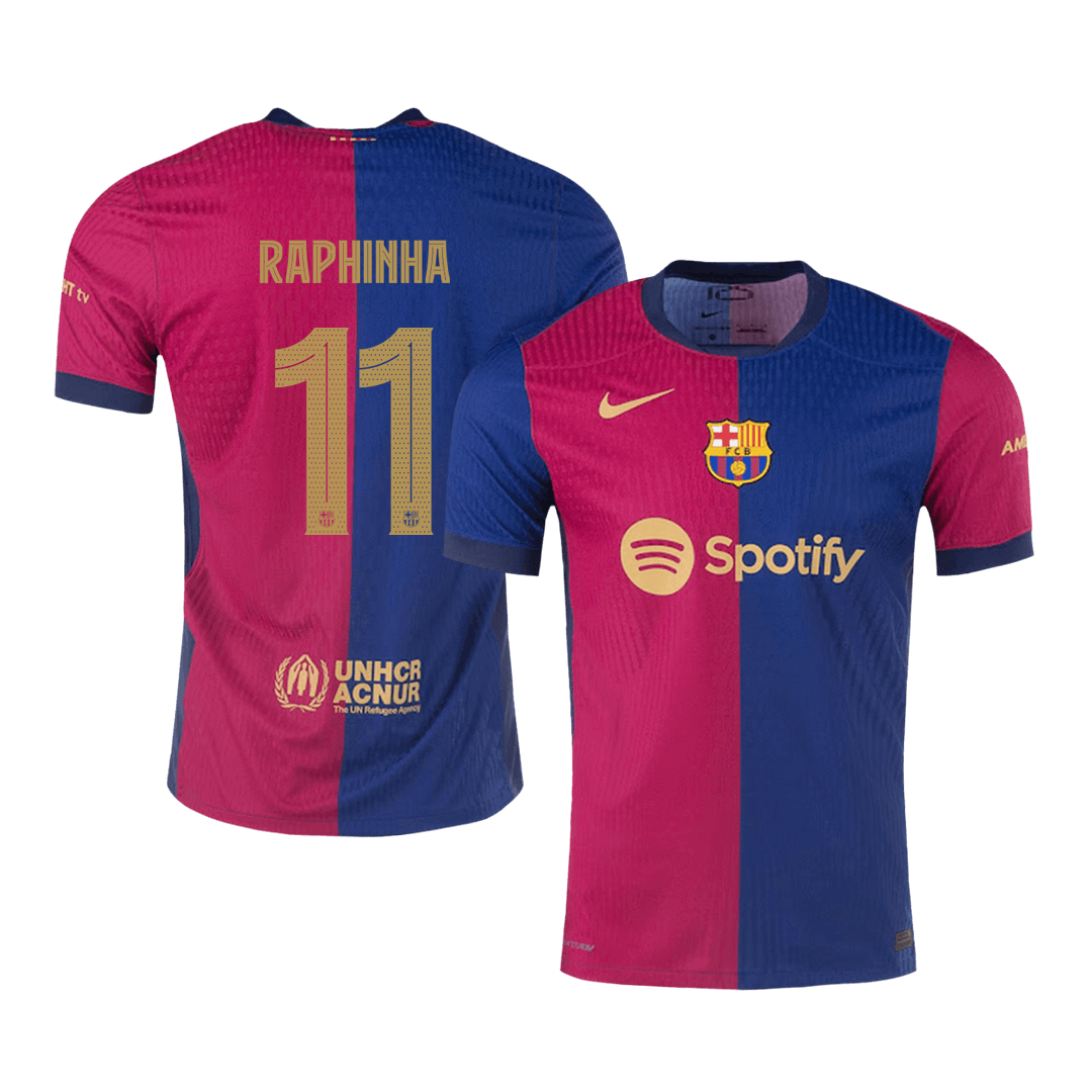Avtenti?na nogometna majica RAPHINHA #11 Barcelona 2024/25 v gosteh, ?rna - UCL (nekdanji sponzor)