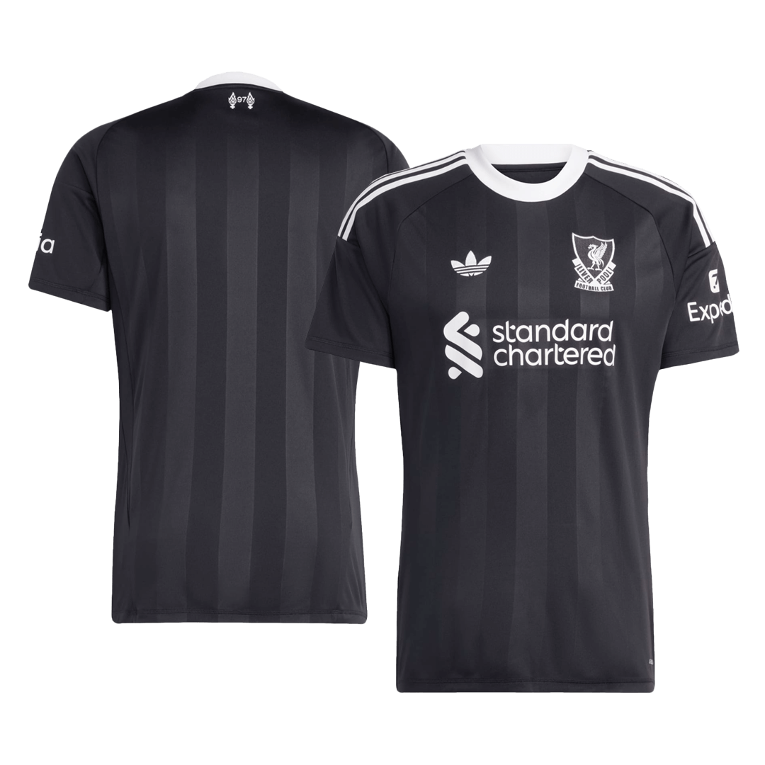 Camiseta de portero de fútbol del Liverpool 2025/26 Negra