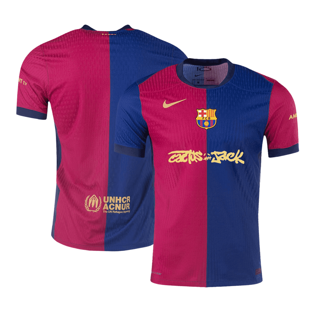 Pristna doma?a nogometna majica Barcelona x Travis Scott 2024/25 rde?a in modra