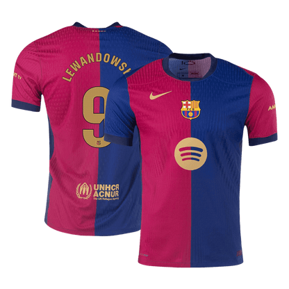 Camiseta de fútbol local del Barcelona LEWANDOWSKI #9 auténtica 2024/25 - Logotipo de Spotify sin texto
