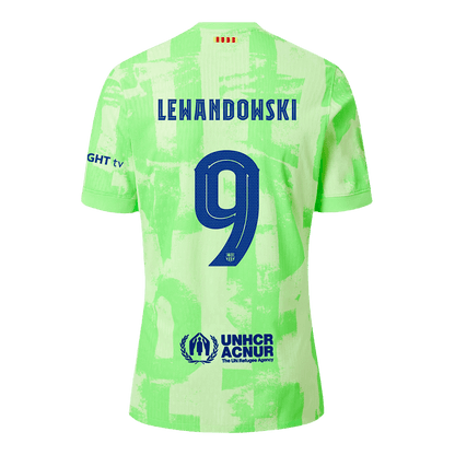 Camiseta de fútbol LEWANDOWSKI #9 auténtica Barcelona Tercera equipación 2024/25 UCL Logotipo de Spotify Sin texto