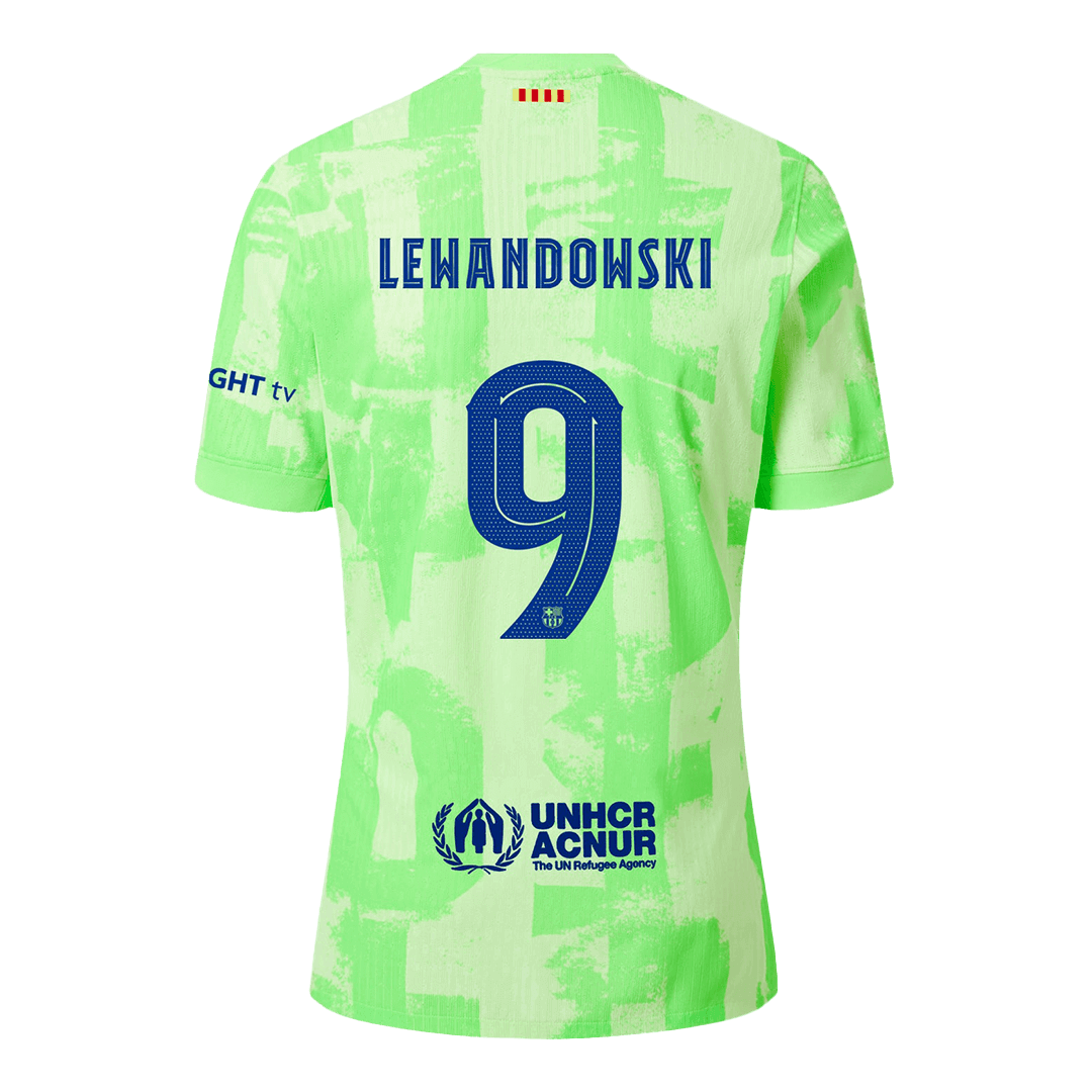 Avtentičen LEWANDOWSKI #9 Barcelona Tretji dres 2024/25 - Liga prvakov, logotip Spotify brez besedila?