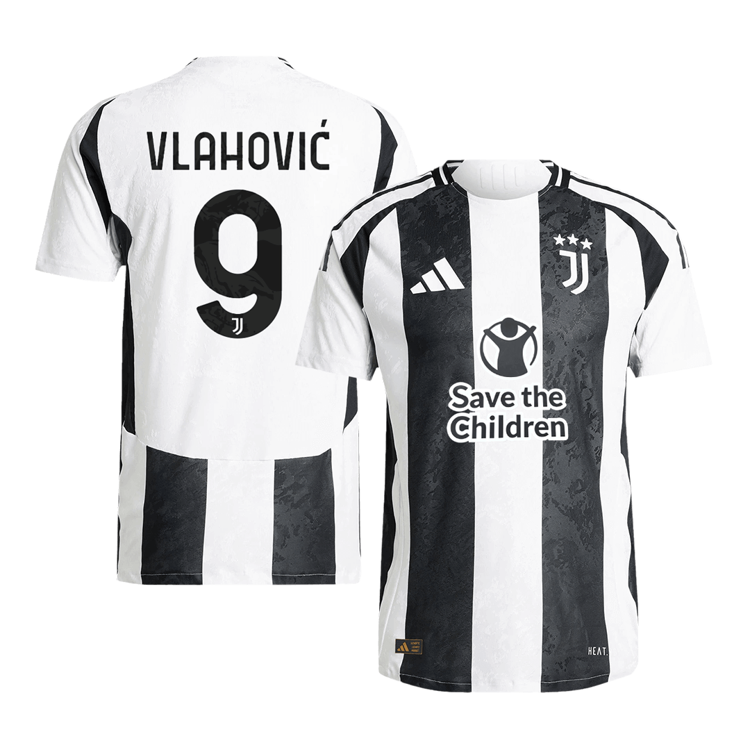 Auténtica camiseta de fútbol de la Juventus Home 2024/25 de VLAHOVI? #9 - Patrocinador Save The Children