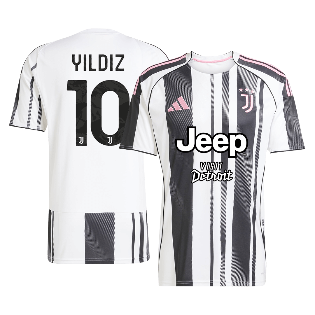 YILDIZ #10 Juventus Jeep x Visit Detroit Sponsor Home Soccer Jersey 2025/26 Black&White