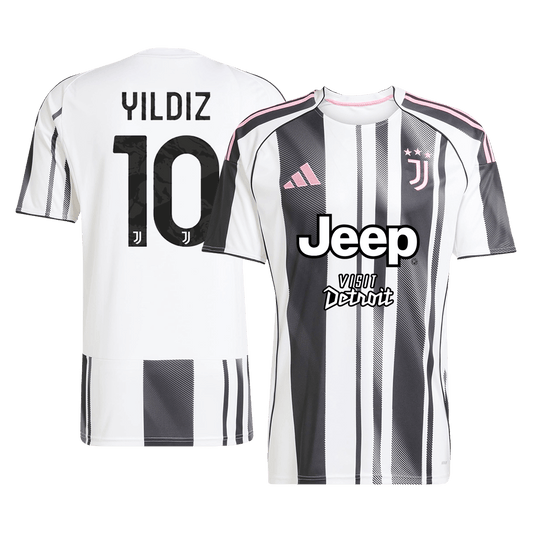 YILDIZ #10 Juventus Jeep x Visit Detroit Sponsor Home Soccer Jersey 2025/26 Black&White