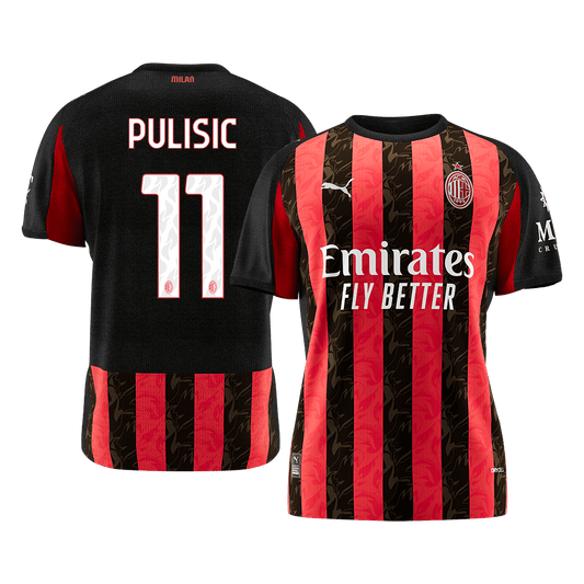 PULISIC #11 Domači nogometni dres AC Milan 2025/26 rdeče-črne barve