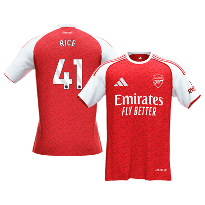 RICE #41 Arsenal Home Soccer Jersey 2025/26 Red