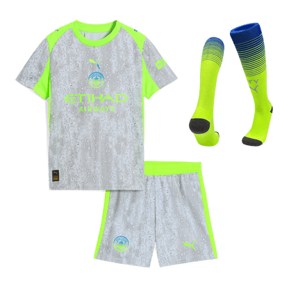 Equipación Completa Fútbol Manchester City Tercera Equipación Visitante Niños 2025/26