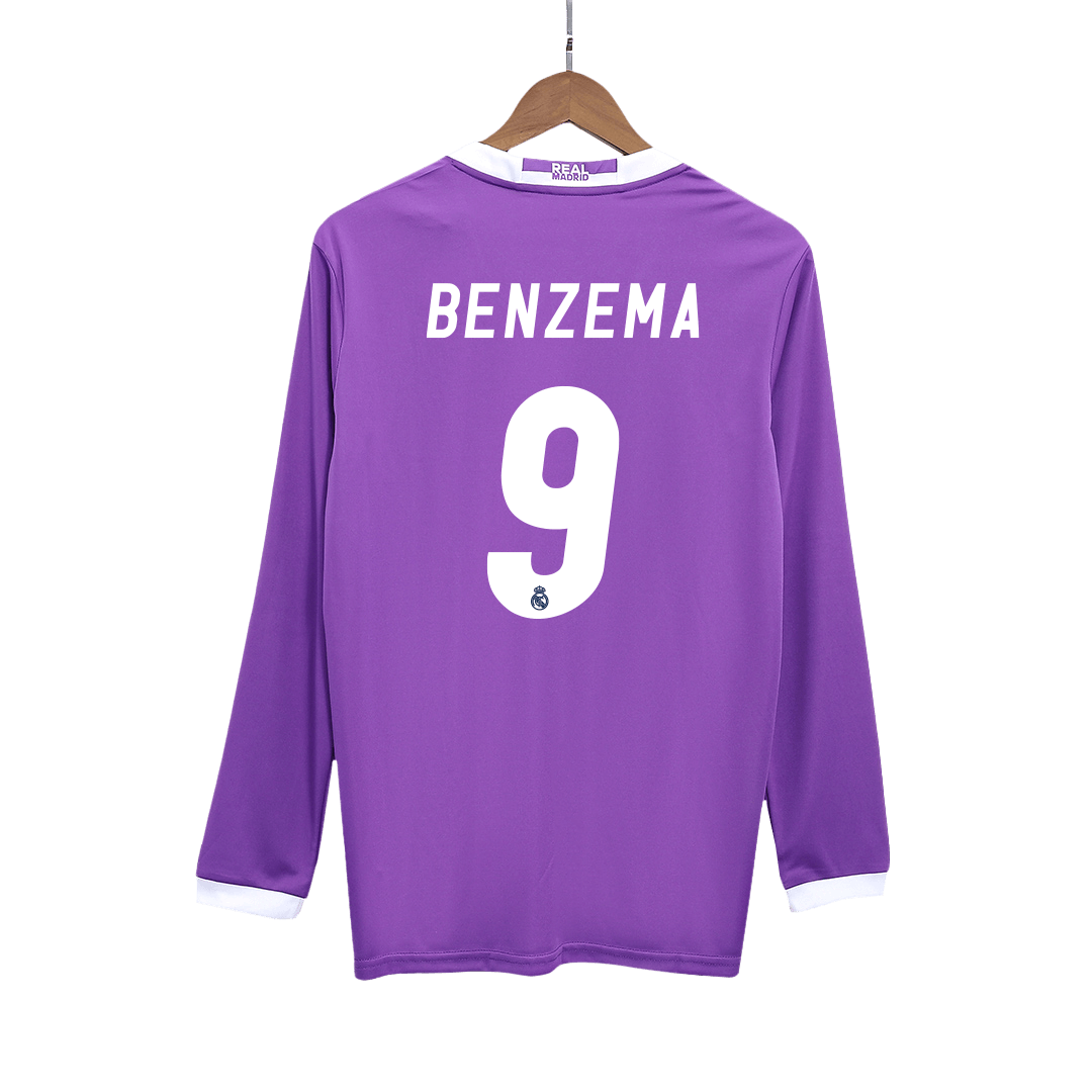 BENZEMA #9 Camiseta de fútbol retro de manga larga de visitante del Real Madrid 2016/17