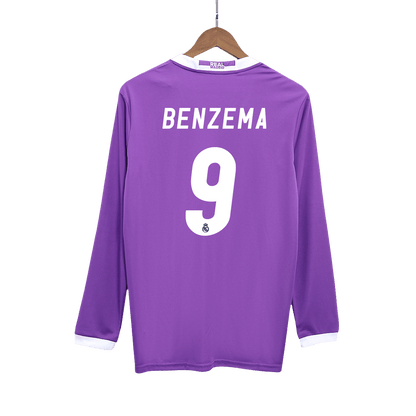 BENZEMA #9 Camiseta de fútbol retro de manga larga de visitante del Real Madrid 2016/17