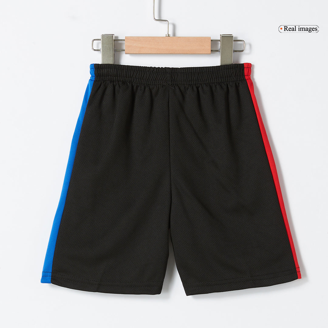 Barcelona 2024/25 Kids Away Nogometna majica (majica in kratke hla?e), ?rna - logotip Spotify brez besedila