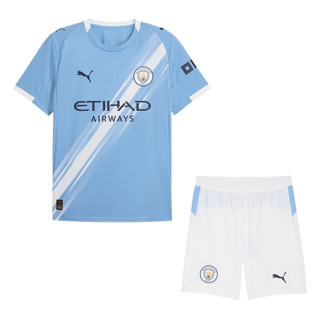Equipación de fútbol de local del Manchester City (camiseta + pantalón corto) 2025/26, azul