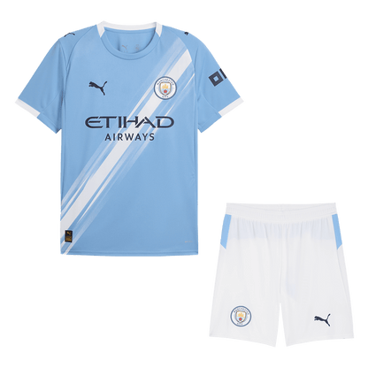 Equipación de fútbol de local del Manchester City (camiseta + pantalón corto) 2025/26, azul