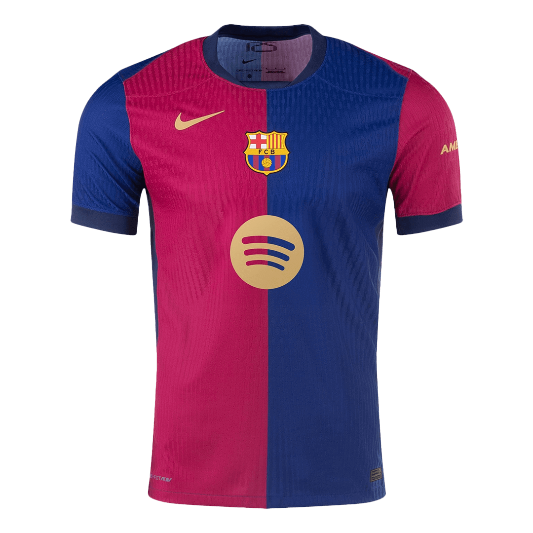 GAVI #6 Authentic Soccer Jersey Barcelona Home Shirt 2024/25 Spotify Logo Without Text