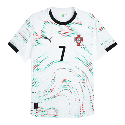RONALDO #7 Camiseta de fútbol de visitante de Portugal auténtica 2025 Blanca
