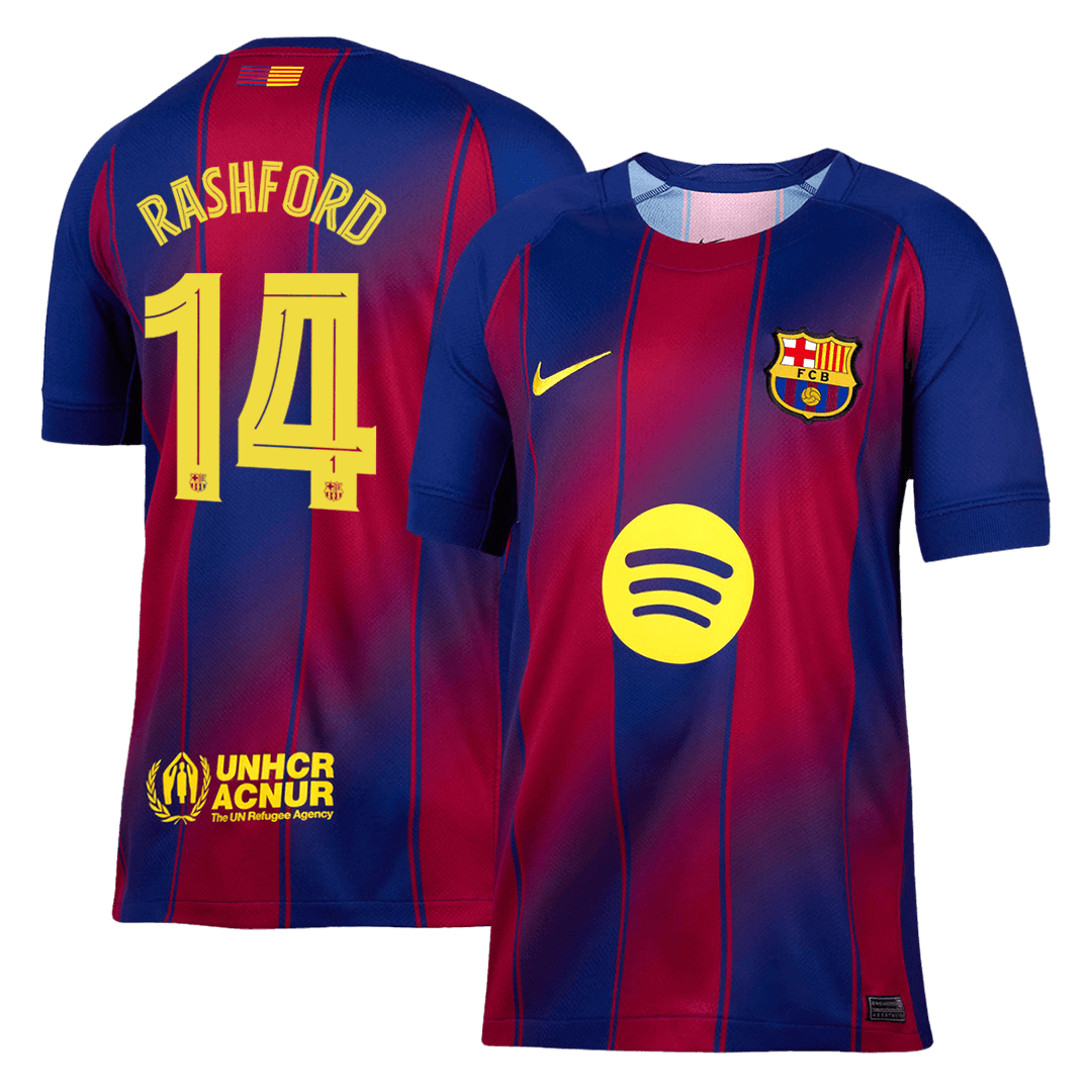 RASHFORD #14 Barcelona doma?a nogometna majica 2025/26 rde?a in modra - UCL