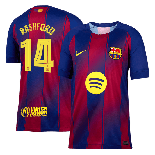 RASHFORD #14 Barcelona doma?a nogometna majica 2025/26 rde?a in modra - UCL