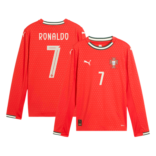 RONALDO #7 Portugal Home Long Sleeve Soccer Jersey 2025 Red