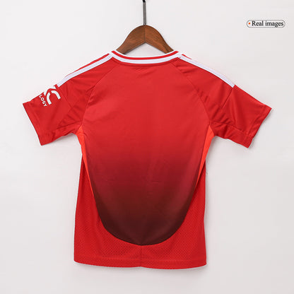 Camiseta y Pantalones Cortos de Fútbol de Local del Manchester United para Niños (2024/25)